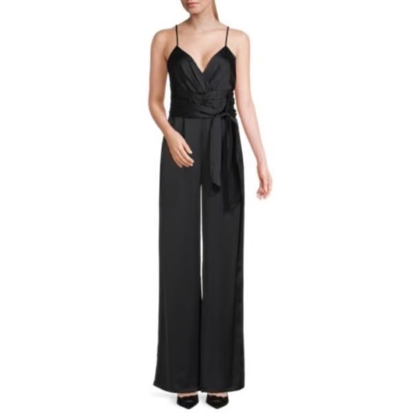 Ramy Brook Black Willow Wide Leg Satin Jumpsuit